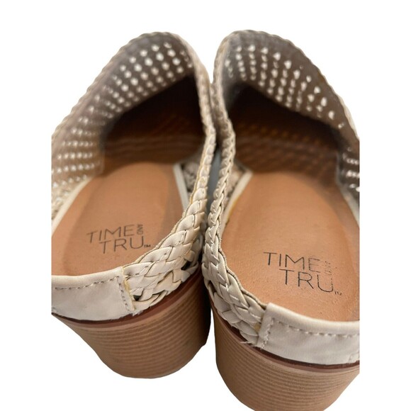 Time And Tru Womens Beige Heels Round Toe Shoes Sz 10 M Slip On Clogs EUC - Picture 8 of 14
